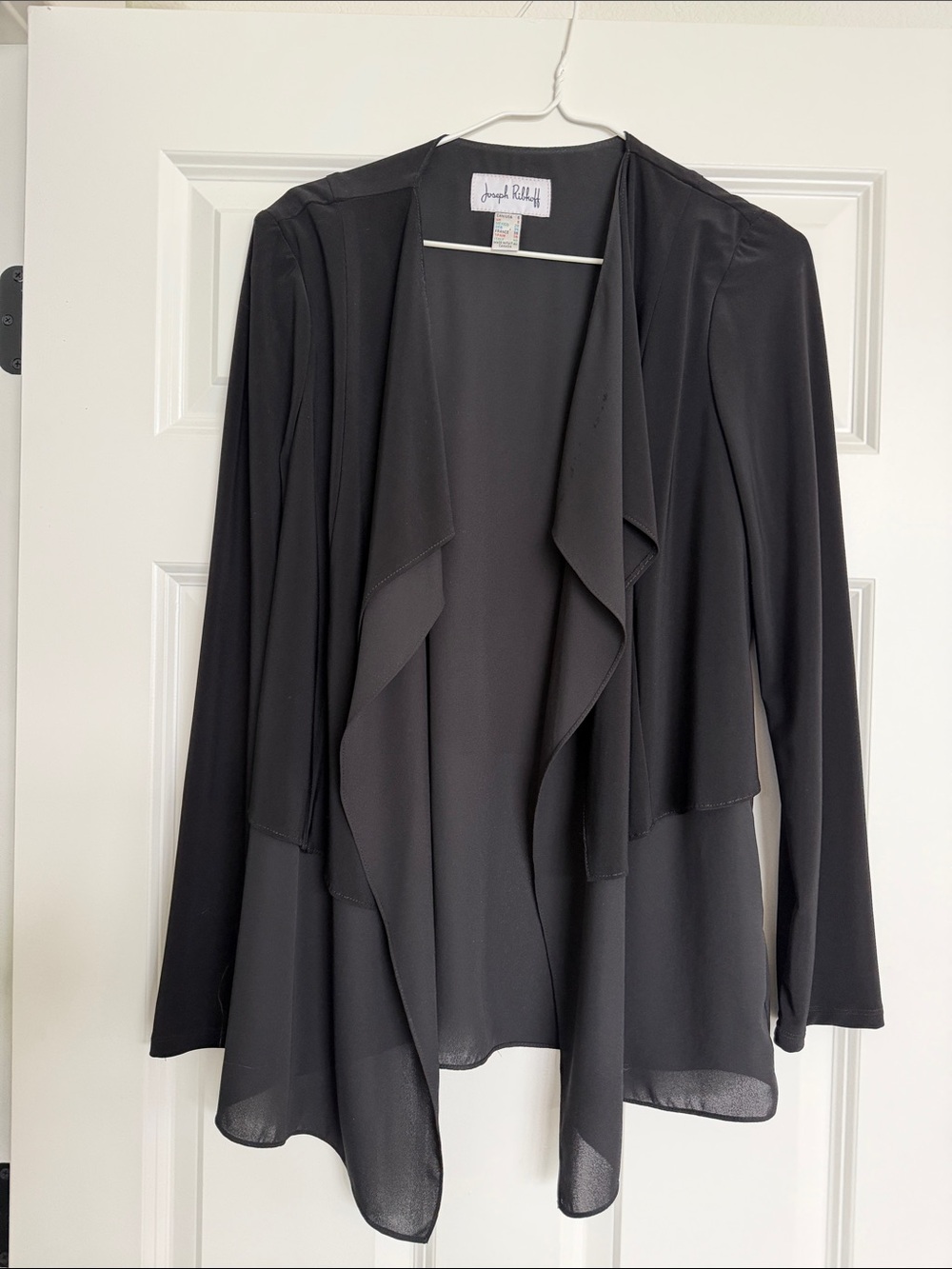 Joseph Ribkoff Black Open-Front Waterfall Jacket